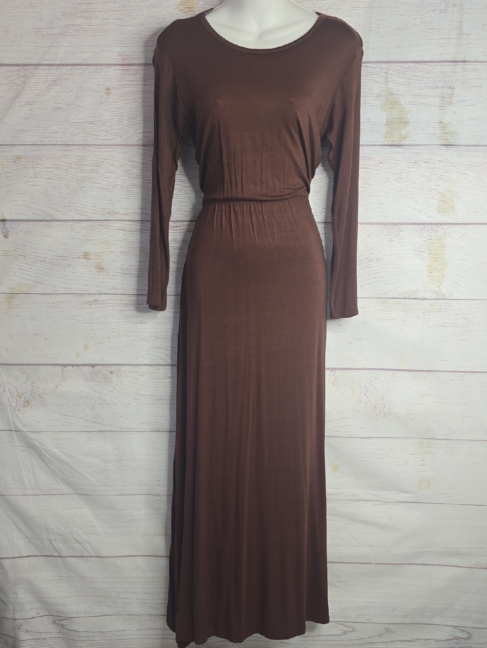 Long Sleeve Brown Maxi Dress Sz Med